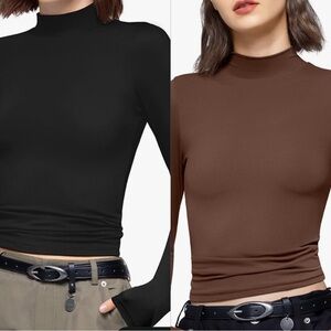 MOCKNECK BODY CONTOUR TOPS- size small (no size tag in shirts)